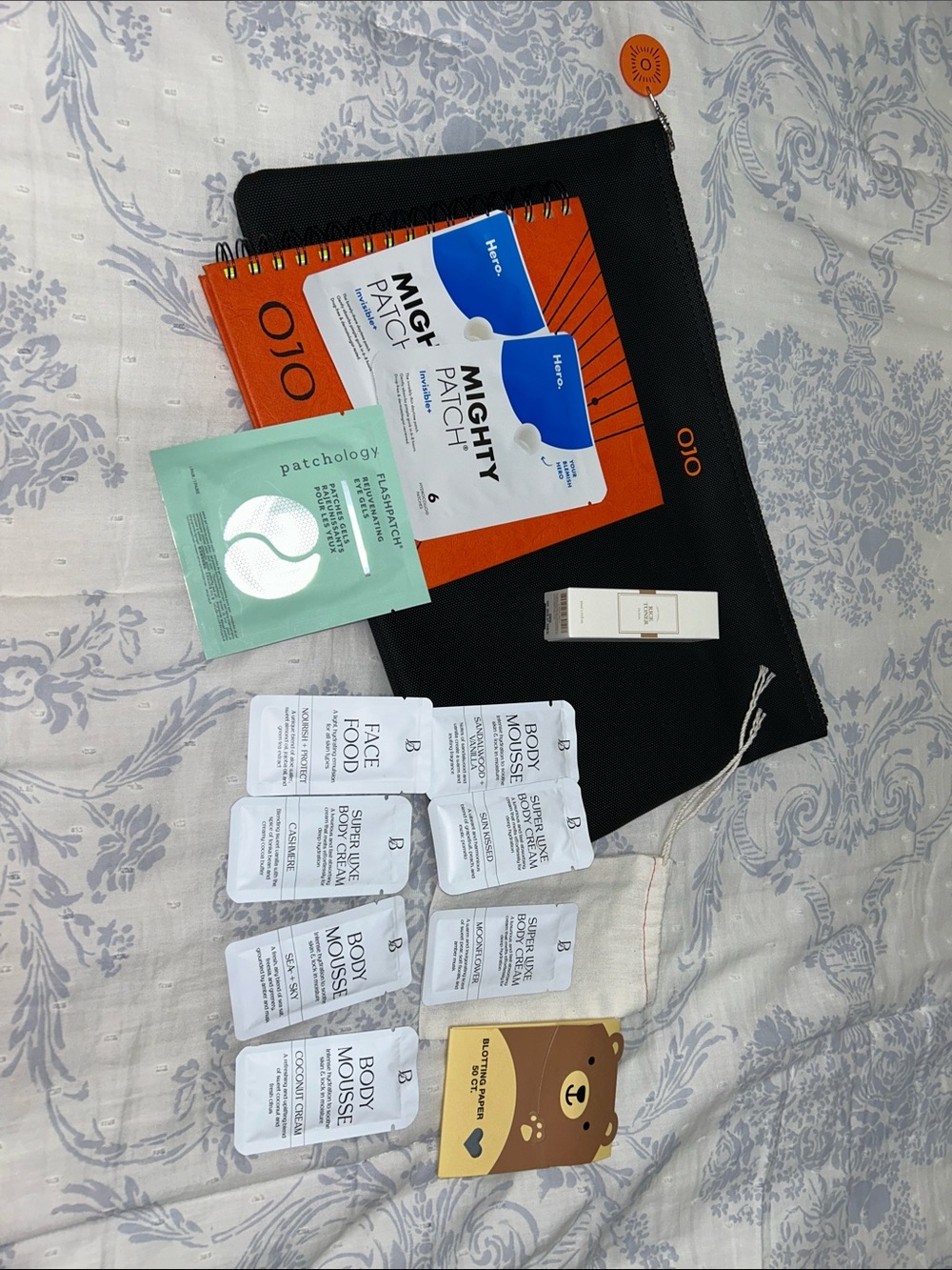 OJO Black and Orange Travel Pouch with Orange Notebook